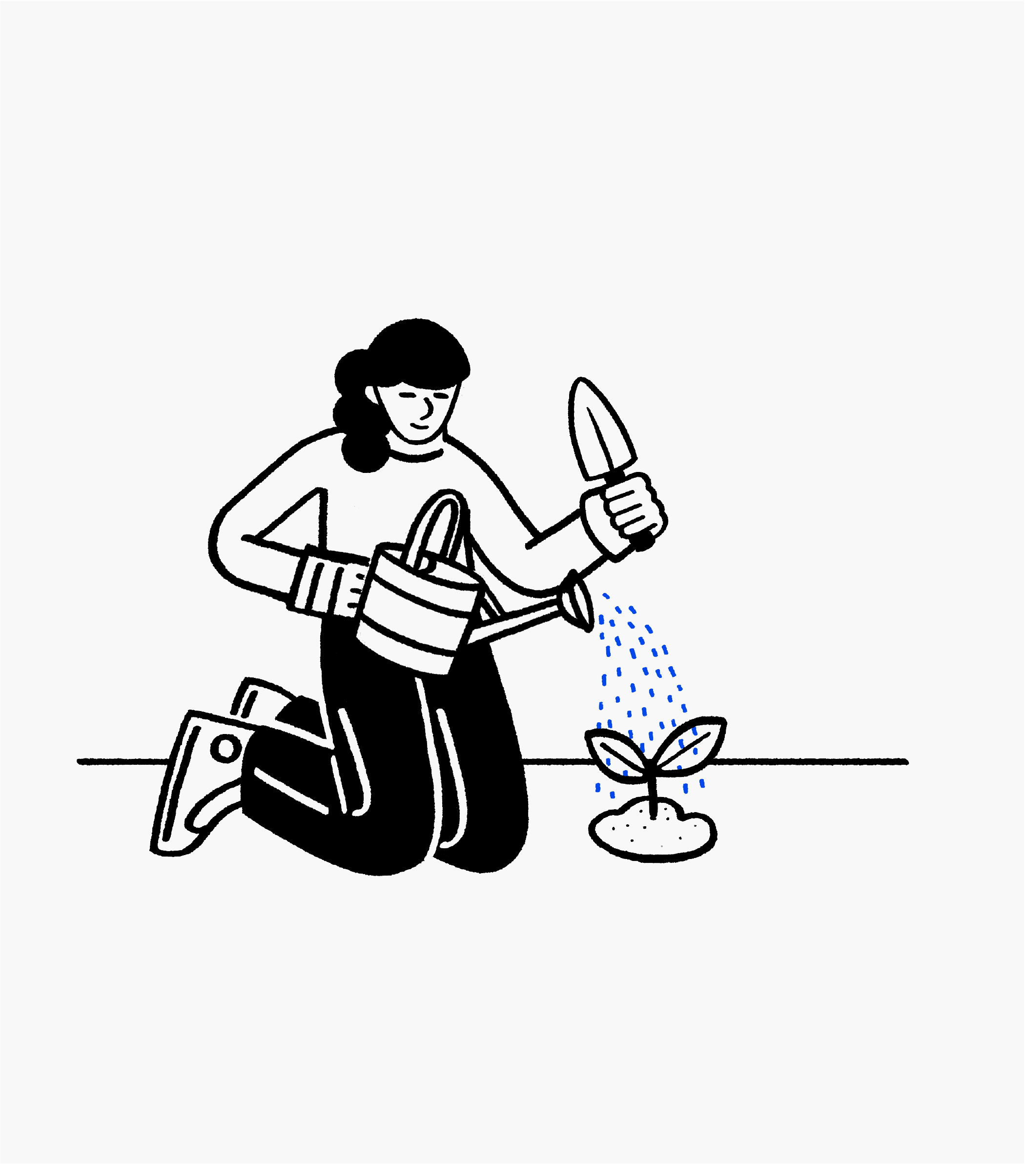 Illustration of a lady watering a plant