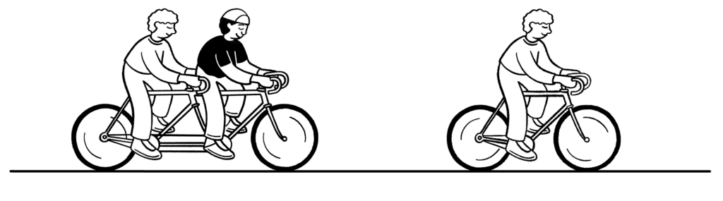 an illustration of two bikes riding along